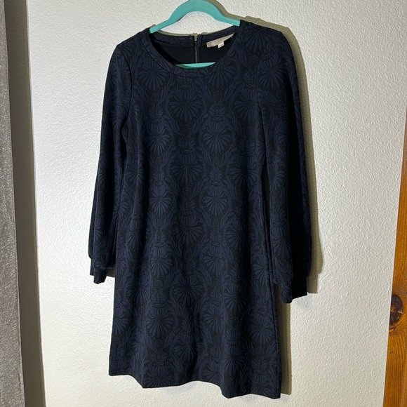 Long Sleeve LOFT Dress Navy and Black Small - Picture 1 of 8